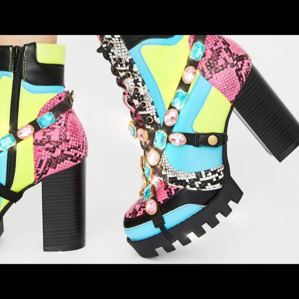‼️LAST PAIR‼️color rhinestone heel booties boots - Picture 6 of 6
